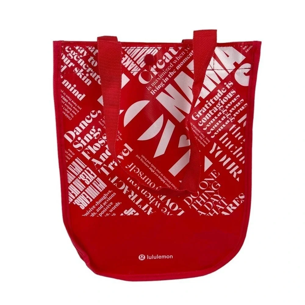 Lululemon Manifesto Dance Sing Floss and Travel Shopping Tote Bag Red White
